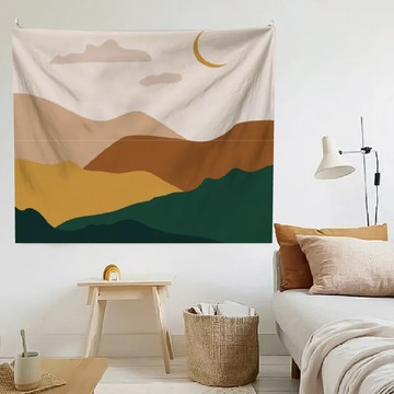 Hoom 禾慕生活 莫蘭迪居家掛布  100 x 70cm  月夜森林 米色 + 棕色