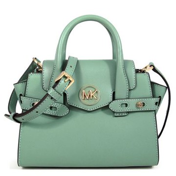 MICHAEL KORS Carmen 金字圓標Logo素面雙邊腰帶防刮小兩用包(海綠色)