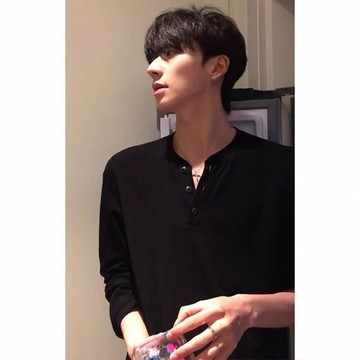 美式亨利領華夫格長袖t恤男款高級感黑色衛衣cleanfit內搭打底衫鑫弘-衣錦男裝