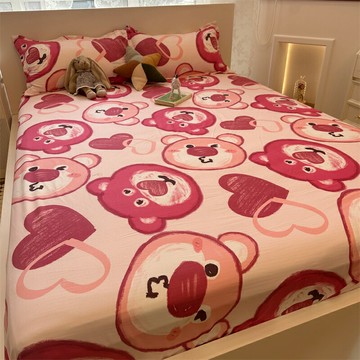 （2025新款爆品）（便宜下殺）兒童卡通床笠單件男孩女孩水洗加厚磨毛床墊套全包遮灰防塵三件套