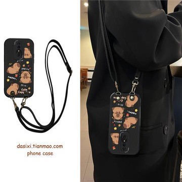 適用OPPOA9手機殼斜挎水豚卡皮巴拉A5全包A11X硅膠k11x帶掛繩11x女k12x網紅k12x個性k7套k12可愛新款