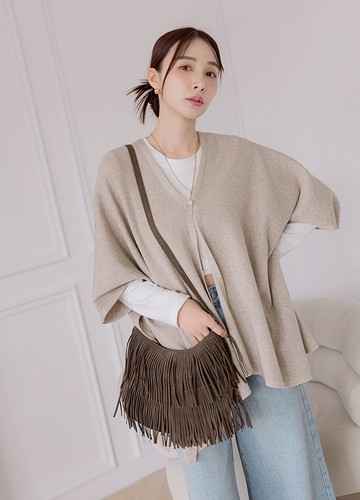 小流蘇麂皮肩背包