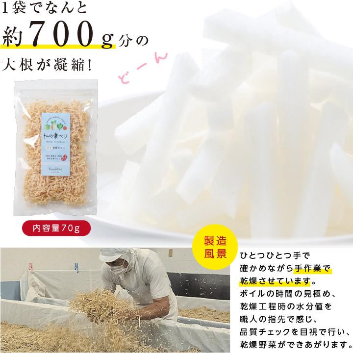 乾燥大根 (70g生野菜約700g分) 切干大根 切り干し 大根乾燥野菜 国産 ダイコン ドライ野菜 干し野菜 送料無料 保存食 サラダ 無添加 常備菜 簡単 時短 お歳暮