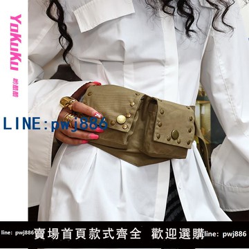 【臺灣公司】喲酷酷（小蠻腰）美式覆古可調節工裝古著廢土百搭時髦腰封腰包