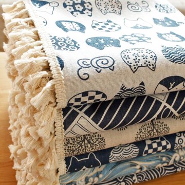 簡約和風餐桌布ins網紅日系小清新長條圓布茶幾防塵蓋巾棉麻布藝