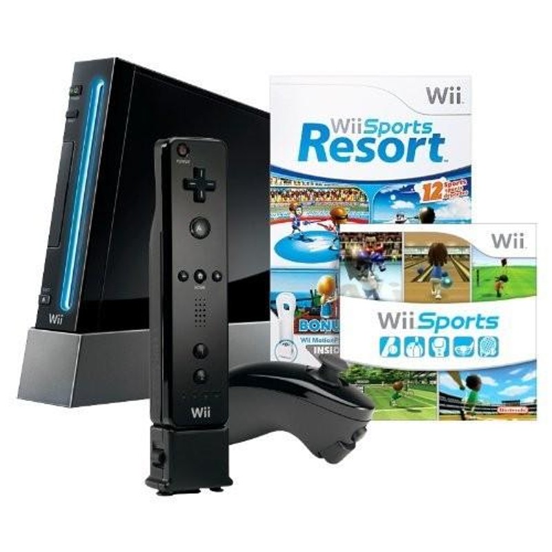 輸入版 北米版 Wii本体 (クロ) Wiiリモコンプラス2個、Wiiスポーツリゾート同梱 | LINEショッピング