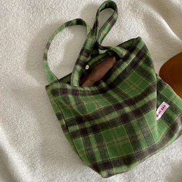 白日夢長原創自制！超好看的苔蘚綠毛呢百搭單肩包托特包大容量女