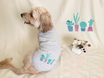 【盆栽小物】灰條紋背心寵物衣
