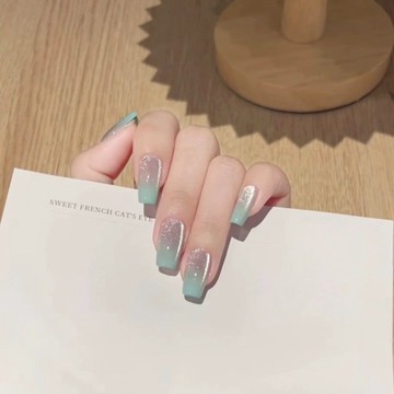 💗台灣出貨💗純手工定製美甲多巴胺清透漸變貓眼高階穿戴甲可拆卸顯白指甲貼片店長精選
