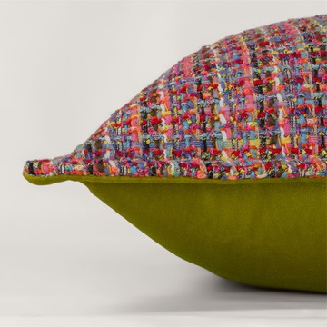 多彩毛呢+環保皮 抱枕50*50cm -含羞草黃