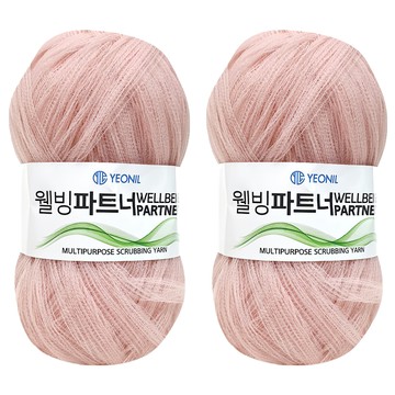 YEONIL Knitt Wellbeing Partner 菜瓜布編織線 60克 淺粉色 多用途清潔紗線  2捲