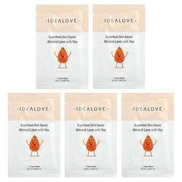 Idealove, Superfood Skin Savior, Almond Love with You，5 片美容面膜，每片 0.68 液量盎司（20 毫升）
