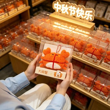 新上架👉大閘蟹玩偶掛件 中秋節螃蟹毛絨公仔掛飾可愛卡通節日禮物包包掛墜交換禮物 送朋友禮物