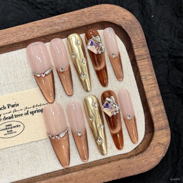 💟加一手工甲💅🏻藝禾原創【美拉德巴洛克】法式貓眼布契拉提氣質輕奢美甲穿戴甲純手工穿戴甲 243N