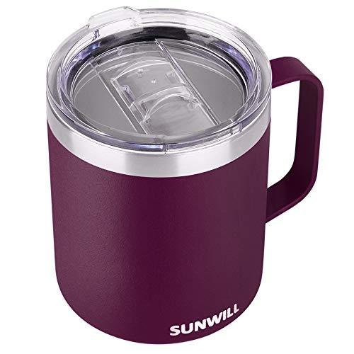 SUNWILL 14 oz Coffee Mug, Vacuum Insulated Camping Mug with Lid, Double Wal