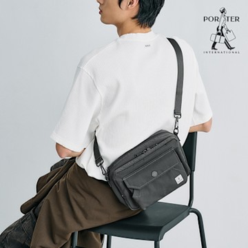 PORTER INTERNATIONAL - 精粹休閒LAPSE雙層斜背包 - 鐵礦灰