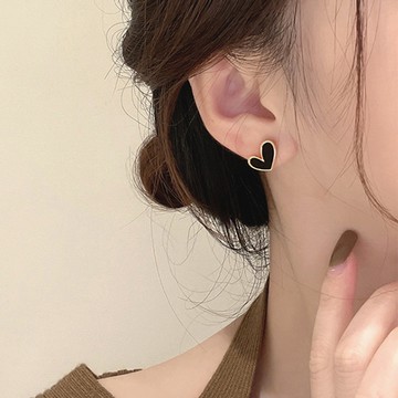 《小島》偏心-不對稱925純銀針鍍14K金耳針穿式耳釘耳環-1對入