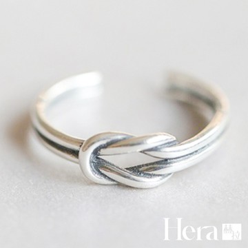 【Hera 赫拉】精鍍銀雙線結同心結做舊戒指 H111030109