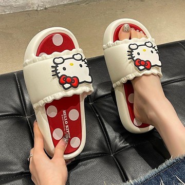 ✨臺灣出貨✨防滑居家舒適卡通爆款HelloKitty一字拖鞋夏季防臭厚底涼拖鞋女