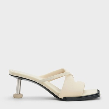 交叉剪裁中跟拖鞋