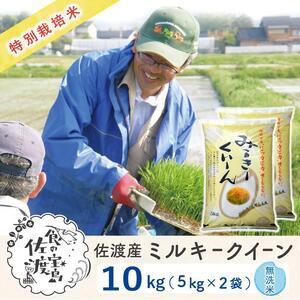 ふるさと納税 特別栽培米 佐渡島産ミルキークイーン 無洗米10Kg(5Kg×2袋) 新潟県佐渡市