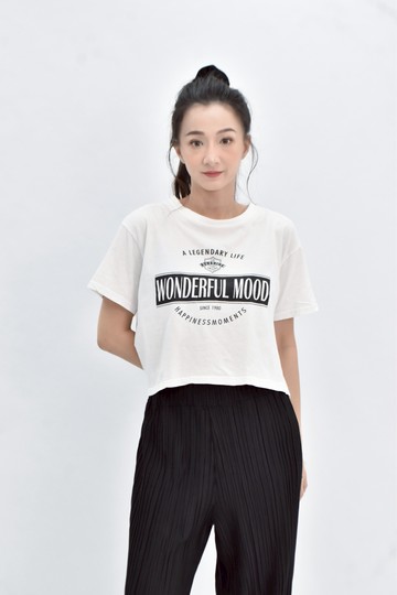 【加購優惠】(M) star won 短版圓領白色短袖上衣