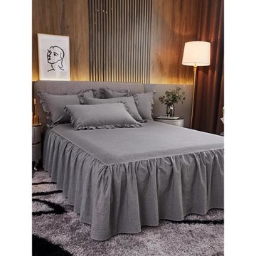 簡約自然~全棉純棉床單罩式床罩水洗棉單件床裙加厚夾棉四件套