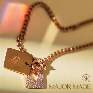 愛心雙層鐵牌鈦鋼項鍊