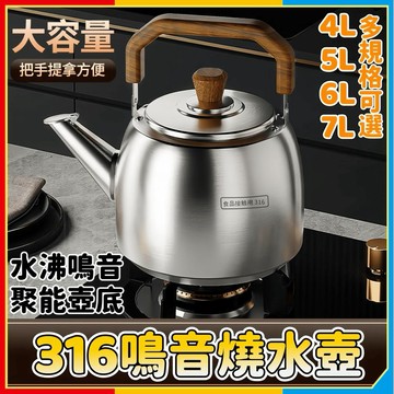 安可🔥台灣出貨🚀316L不銹鋼燒水壺 大容量食品級笛音壺 大容量水壺 燒水壺 煮水壺 茶壺 水壺 大口徑長嘴燒水壺