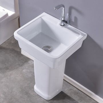 免運可開立發票 好億家衛浴陶瓷洗衣池陽臺洗滌槽廚房洗菜盆立柱式洗手池洗面盆 /0030