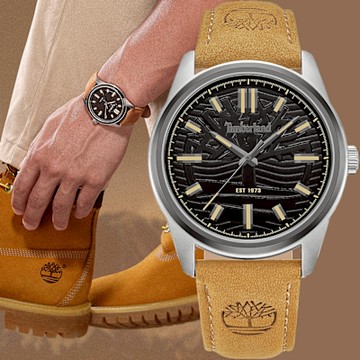 Timberland 天柏嵐 NORTHBRDIGE系列 經典大樹大三針手錶 1212購物節 送禮推薦-黑/45mm TDWGB0041204