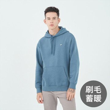 GIORDANO 男裝北極熊連帽上衣 刷毛蓄暖系列 - 21 海王星藍