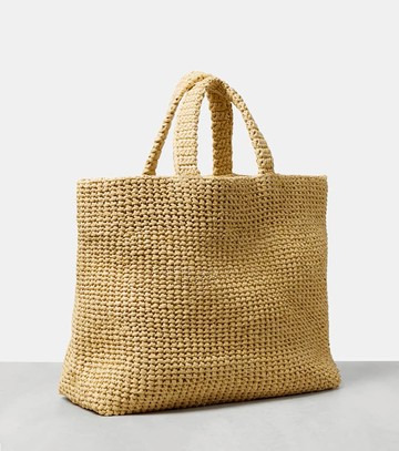 Prada Medium logo raffia tote