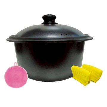 日本養生能量鍋 派樂備長炭遠紅外線原味鍋(25公分5L款)贈防燙鍋耳夾1對+鍋刷 台灣製造