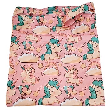 bebehome 加大防水雙層雙拉鍊萬用袋 彩虹粉獨角獸  尿布收納、外出便攜、可愛圖案  1個  30x36公分(cm)