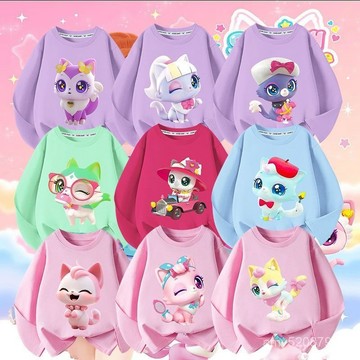 【臺灣-出貨】💥願望喵喵動漫週邊兒童衣服休閒女童長袖T恤秋裝洋氣女孩純棉上衣秋冬百搭長袖T恤純棉 VHXY