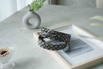 古董領帶改製手工髮箍-鎏金-蝴蝶結/窄版-情人節禮物