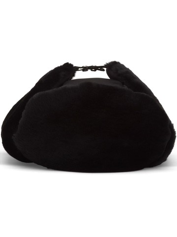 Prada - textured pull-on hat - women - Leather/Polyamide - S - Black
