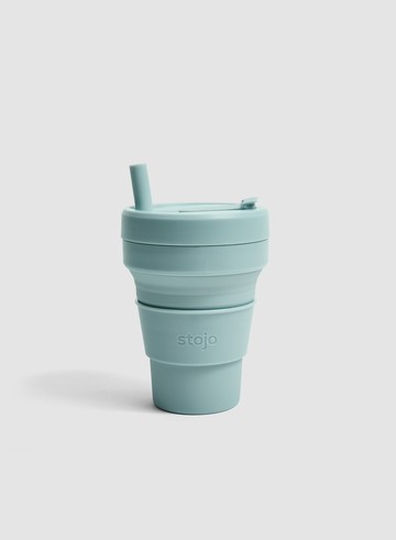 Stojo -環保高耐熱矽膠摺疊杯16oz-海藍寶色