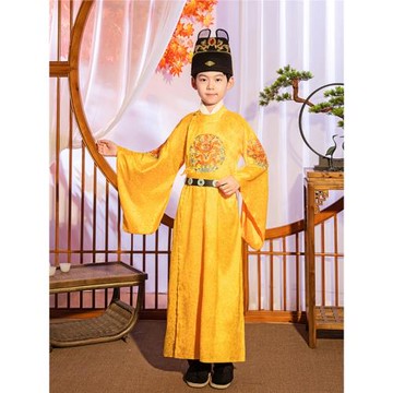 兒童古裝漢服男童宋朝明朝皇帝裝太子服大明龍袍影樓舞臺演出服裝