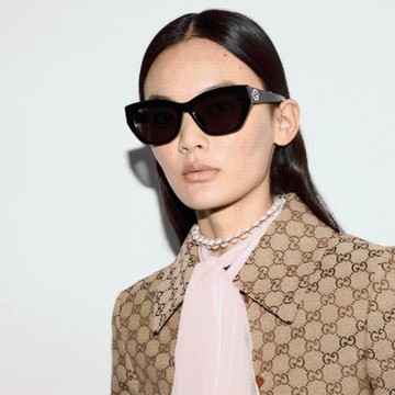 【GUCCI 古馳】不規則膠框太陽眼鏡(GG1844SA-001 GG LOGO 系列)