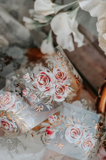 夏之薔薇 亮面古銅金PET膠帶(特油加白墨含離型紙)