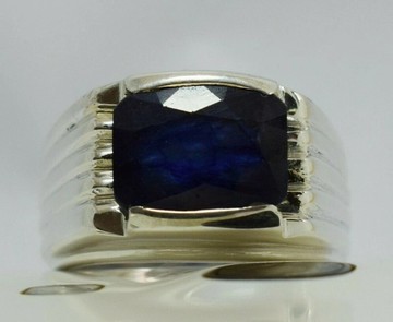 Men's Blue Sapphire Ring Natural Kashmir Sapphire Sterling Silver Handmade Rings