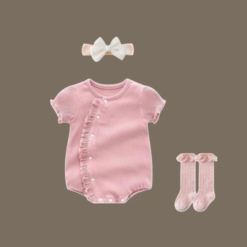 嬰兒包屁衣夏季女寶寶夏裝哈衣可愛超萌滿月照百日宴公主禮服夏裝