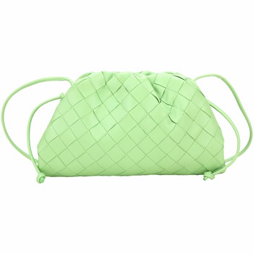 BOTTEGA VENETA The Pouch 20 編織羊皮手拿/斜背雲朵包(蘋果綠)