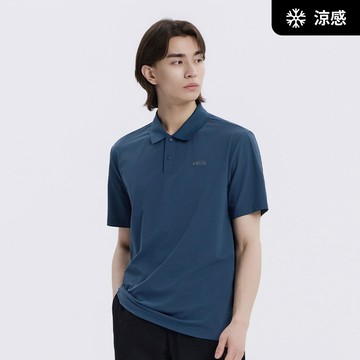 男裝 AIRFLOW 涼感短袖POLO衫 - 藍色