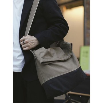 sobag卡其色U家同款帆布斜挎大包男中性日系潮牌郵差包潮酷工裝包