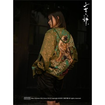 三省六部【梟雄】春秋重磅國風刺繡獅獸男士大碼空軍棒球服夾克