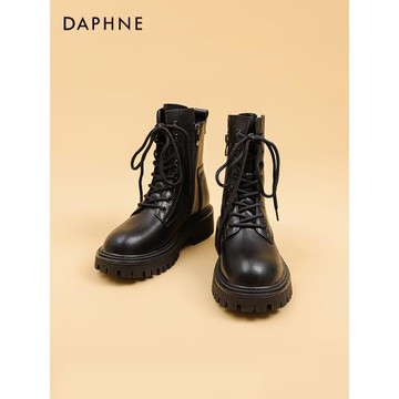 達芙妮馬丁靴女2023秋冬爆款英倫風炸街機車靴厚底小個子真皮短靴