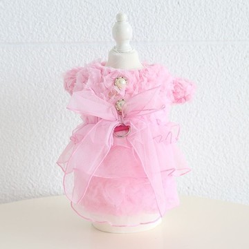 日韓寵物婚紗 玫瑰紗牽引貝殼裙 喜慶宴會 奶狗幼犬中小型犬 兩腳衣 舒適透氣保暖 狗狗貓貓衣服